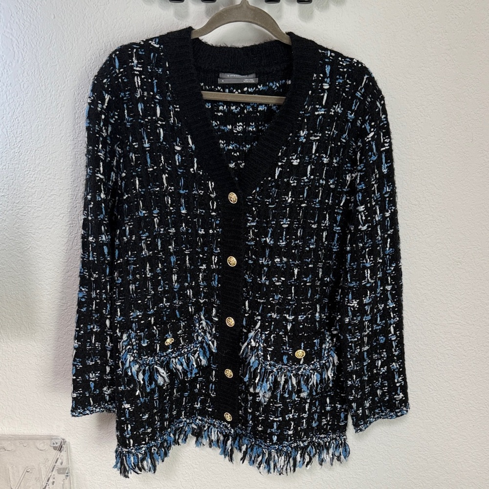 Anthropologie Black and Blue Knit Cardigan